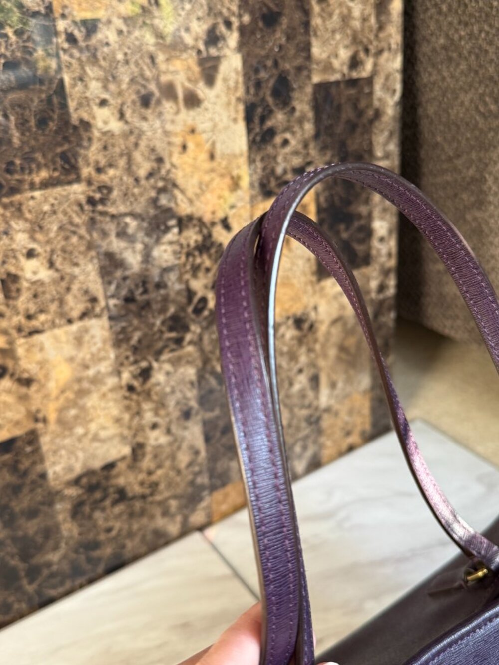 Coach Saffiano Leather City Tote & Wristlet Set in Black Violet/Plum - Like New - Picture 4 of 12